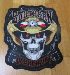 ☆特大A☆新品カウボーイハット髑髏SOUTHERNアメリカバイク刺繍ワッペン激渋