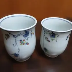日本茶用 湯飲み 2個セット 鳥と果実デザイン