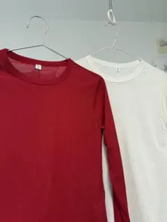 GU ソフトシアークルーネックT 2枚セット　レッド　ホワイト