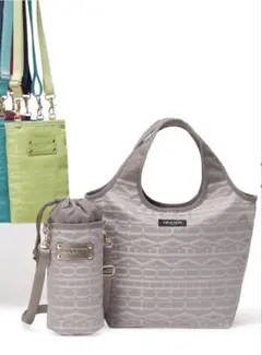 FAUCHON シルバー系 ロゴ 保冷ランチトートバッグ&保冷ペットボトルケース