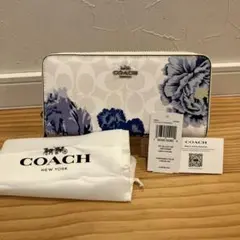 coach 長財布　ホワイト　フラワー