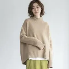 アパート　バイ　ローリーズ　ウール　オフタートル　ニット　セーター　ベージュ