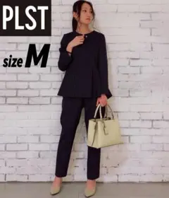 PLST プラステ パンツスーツ ペプラムトップス ネイビー M
