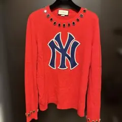 正規品 GUCCI グッチ Vネックニット セーター ビー刺繍 ネイビー XXL
