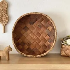 北欧ヴィンテージ白樺の大きなかご　ダイニングがお洒落に片付く♡お菓子果物入れにも