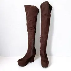 ESPERANZA ニーハイブーツ サイドジップ 厚底 ウエッジソール 22.5