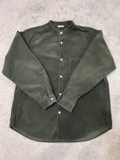 GU コーデュロイ　長袖シャツ　グリーン