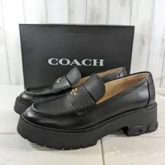 【極美品】COACH ルーシーローファー 厚底 ラギットソール 黒 24,5