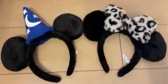 ディズニー　ミニー　ヒョウ柄　ミッキー　ファンキャップ　カチューシャ　2点セット
