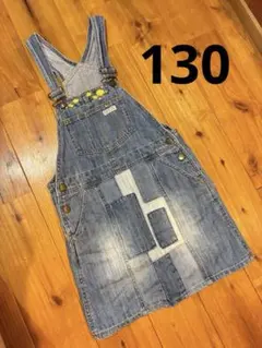 BREEZE デニムオーバーオール ジャンバースカート　花柄刺繍入り130