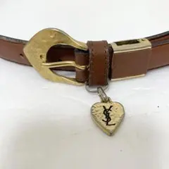 YSL イヴサンローラン　レザー　ベルト　ブラウン　ヴィンテージ　チャームのサムネイル