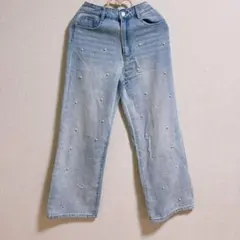 GRL ［Cu457」パール付きライトブルー デニムパンツ S