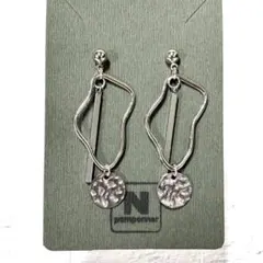 【ピアス】シルバー 変形フープお好きな角度で　 メタルパーツ　まとめ買い割
