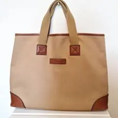 ポロラルフローレン ハンドバッグ ブラウン レザー キャンバス 【汚れあり】