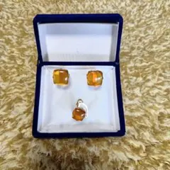 ☆オレンジ琥珀色☆ カフリンクスセット