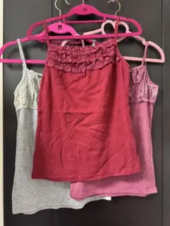 o*4様 キャミソール　ビスチェ　重ね着　レッド　グレー　赤　ボルドー　フリル