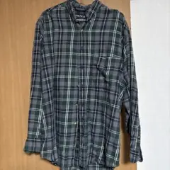 nautica グリーン系チェック 長袖ネルシャツ L/G