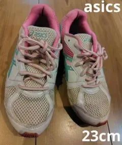 asics スニーカー 23cm ホワイト ピンク レディース　女の子　靴紐のサムネイル