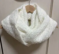 白系 ふわふわ モヘアスヌード ネックウォーマー
