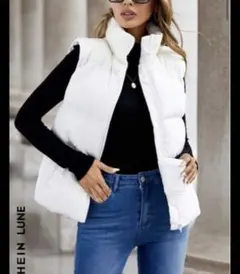 SHEIN ダウンベスト ホワイト S 中綿ベスト 白 カジュアルのサムネイル