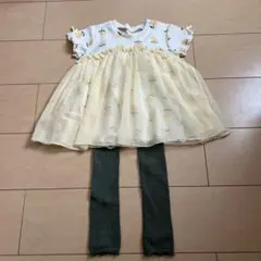2点セット　花柄チュール付きTシャツ 100cm