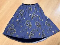 自由区 リバーシブルスカート 鳥 花柄 ハーレクイン コラボ フレアスカート38のサムネイル
