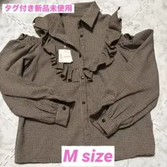 INGNI 千鳥柄フリルシャツ M size