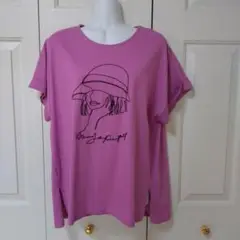 ピンク 女性の顔 イラスト Tシャツ