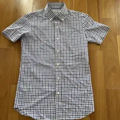 GREEN LABEL RELAXING 半袖シャツ　紫チェック　クールビズ　L