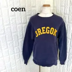 ★ コーエン ポケット付き プリントスウェット トレーナー ネイビー 洗える S