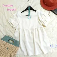 Couture brooch ボリュームフリル付半袖ギャザーチュニックブラウスＬのサムネイル