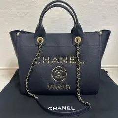 CHANELトートバッグ ドーヴィルショッピング バッグココマークスタッズl