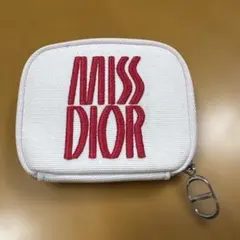 Dior 刺繍 ポーチ ホワイト/ピンク ノベルティ ミスディオール　約10cm