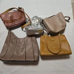 オーストリッチ風トートバッグ 巾着バッグ五点セット