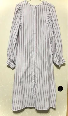 シャツワンピース 長袖 ストライプ
