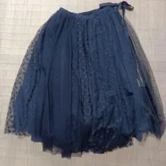 ブラック ドット柄 チュール巻きスカート