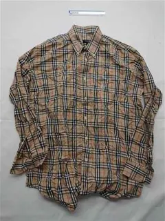 ◎バーバリー チェック柄コットンシャツ ベージュ系 L メンズ