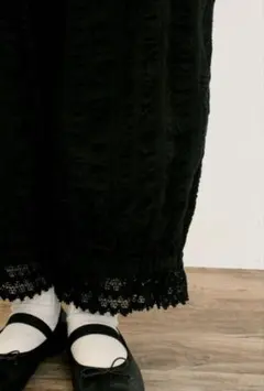 サマンサモスモスパンツ　裾スカラップカかほちゃパンツ　ブラック