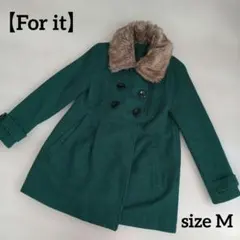 【For it】M フォーイット 緑 フ ァー ダブル コート レディース