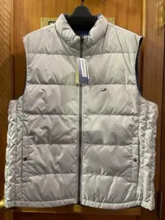 【タグ1.5万/半額以下/2L/新品】グレー/ブルー ダウンベスト リバーシブル