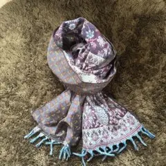 インド製リバーシブルストール パープル系 ペイズリー