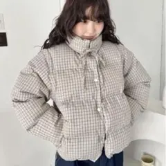 nuguユニセックス ミニターターンチェックスタンドネックダウン 