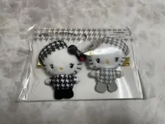 サンリオ　キティ　ミミィ　モノクロガーリー ふたごコーデ　ヘアクリップ　千鳥柄