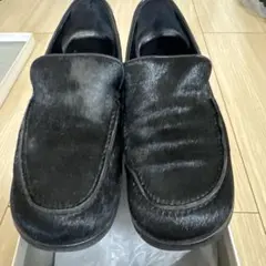 SHAREEF レザースリッポン ハラコ エナメルレザー ブラック