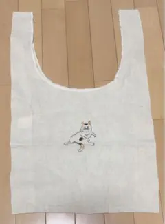 猫刺繍エコバッグ ナチュラルホワイト
