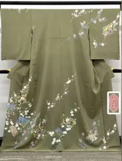 作家物 訪問着 手描き 一つ紋 正絹 躾糸付き パールトーン加工済