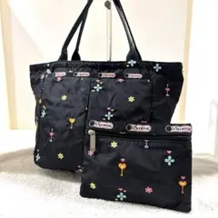 LeSportsac 花柄刺繍 トートバッグ &ポーチセット
