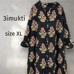 3imukti 花柄 シャツワンピース XL 総柄 大きいサイズ