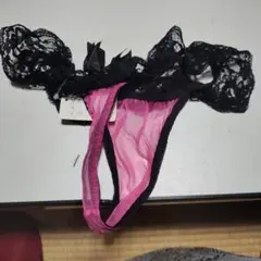 Kiss me Star 黒とピンク Tバック