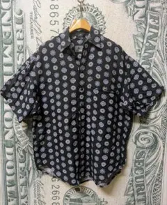 90s Lizwear 総柄 レーヨン 半袖シャツ ブラック Sのサムネイル